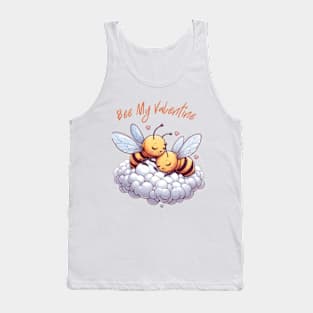 couple of bees embracing on a cloud, Bee My Valentine Tank Top